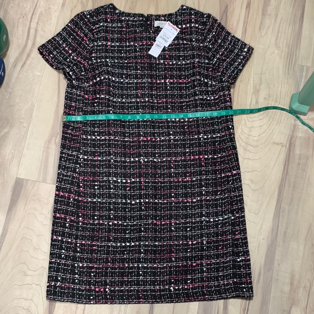 LOFT dressy Black and Pink Tweed Mini Dress